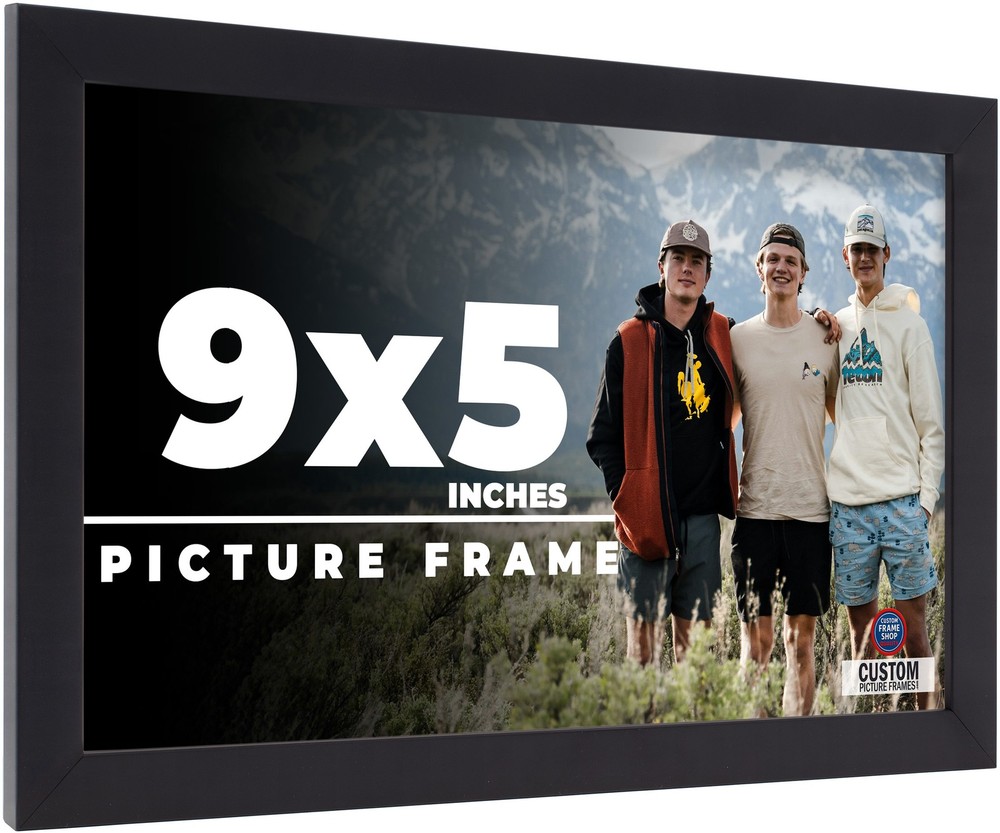9x5 Frame Black Real Wood Picture Frame Width 0.75 inches | Interior Frame Depth