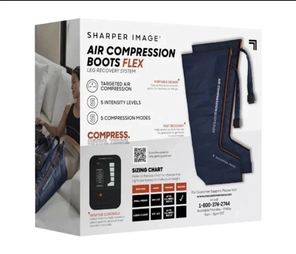 Sharper Image Air Compression Boots Flex Leg Recovery System Large/X-Large