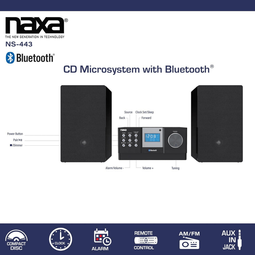 Naxa CD Microsystem with Bluetooth - Refurbished Grade Very Good