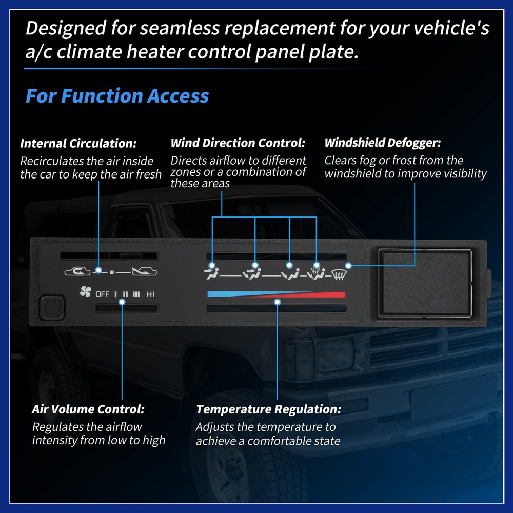 A/C Dash Climate Heater Control Panel Plate for Toyota 4Runner Pickup 84-89
