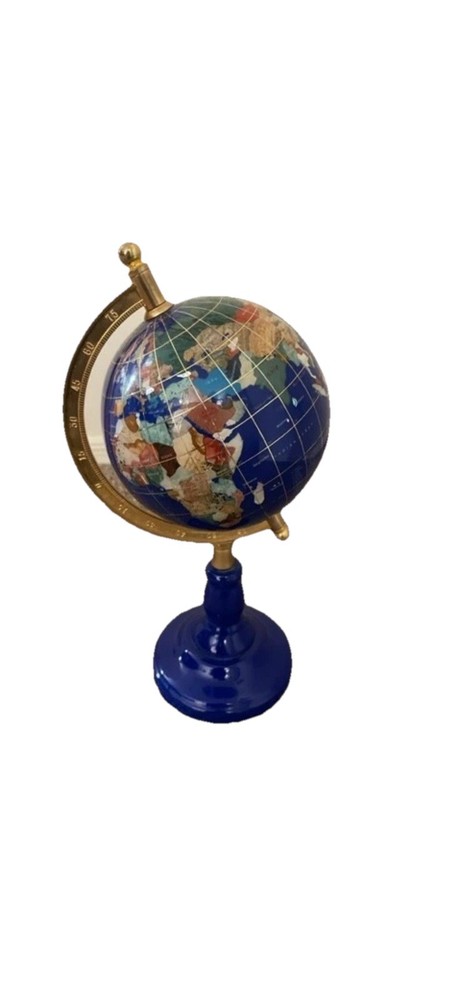 * Blue Lapis World Globe on Stand, 6" globe
