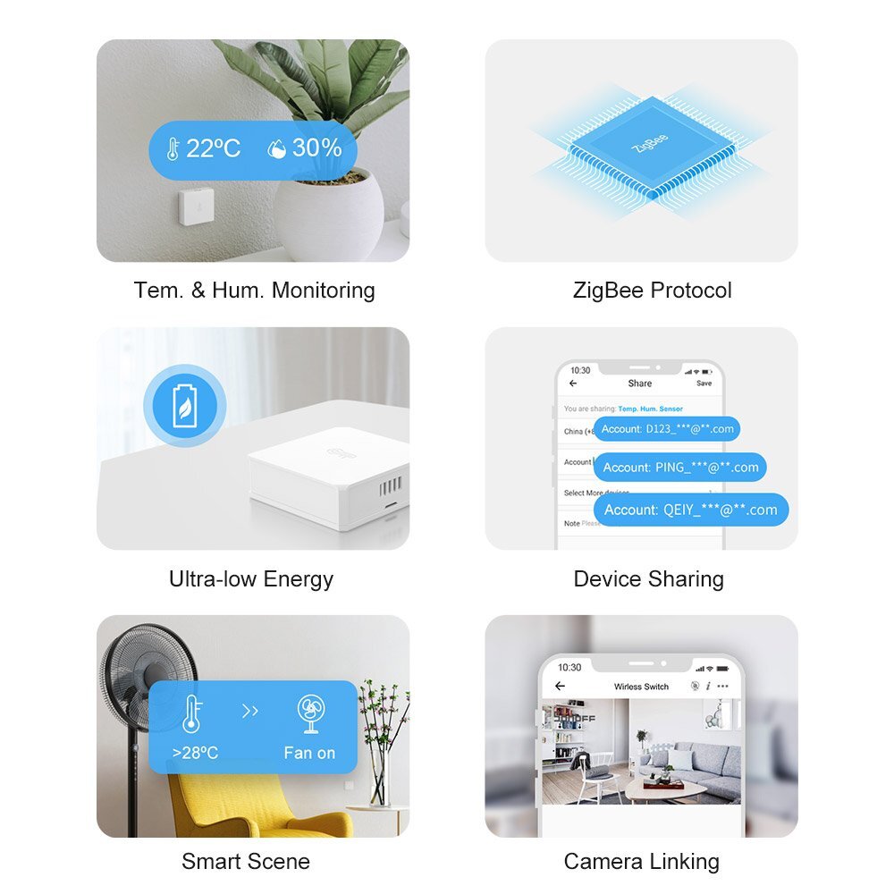 3PC SONOFF SNZB-02 Zigbee Temperature and Humidity Sensor Smart Home App control