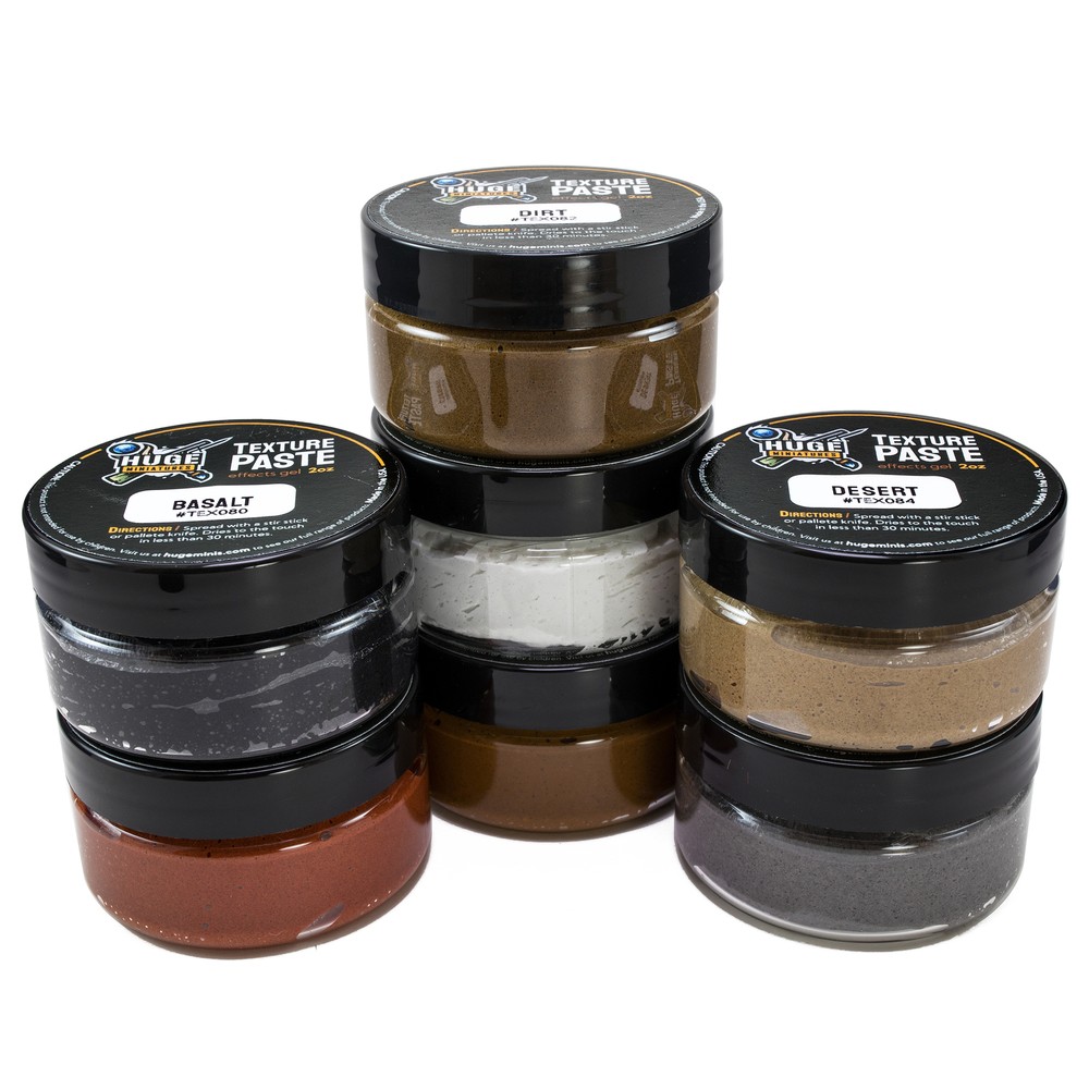 Huge Miniatures Texture Paste Bundle, 2oz Model Basing Gel Paint – 7 Jars