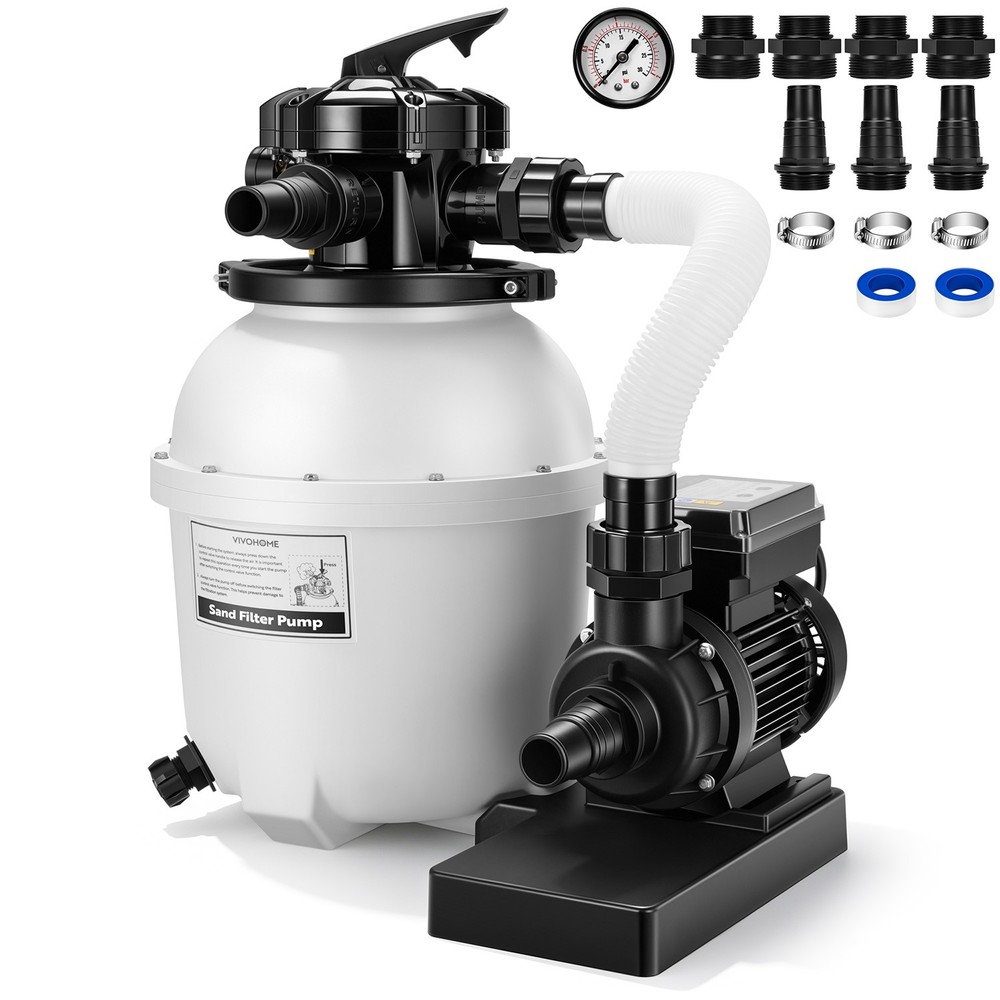 12'' Sand Filter Pump 3168GPH 0.4HP Above Ground Pool Filter System 6-Way Timer