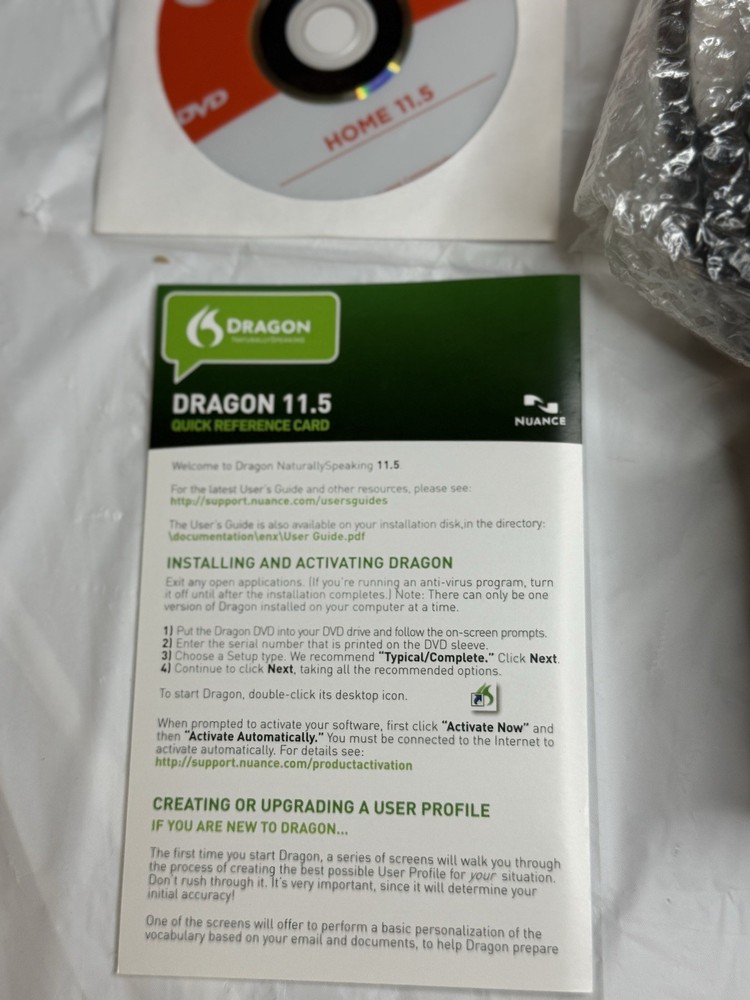 Dragon NaturallySpeaking Home 11 Software Sealed Disc w Headset Complete