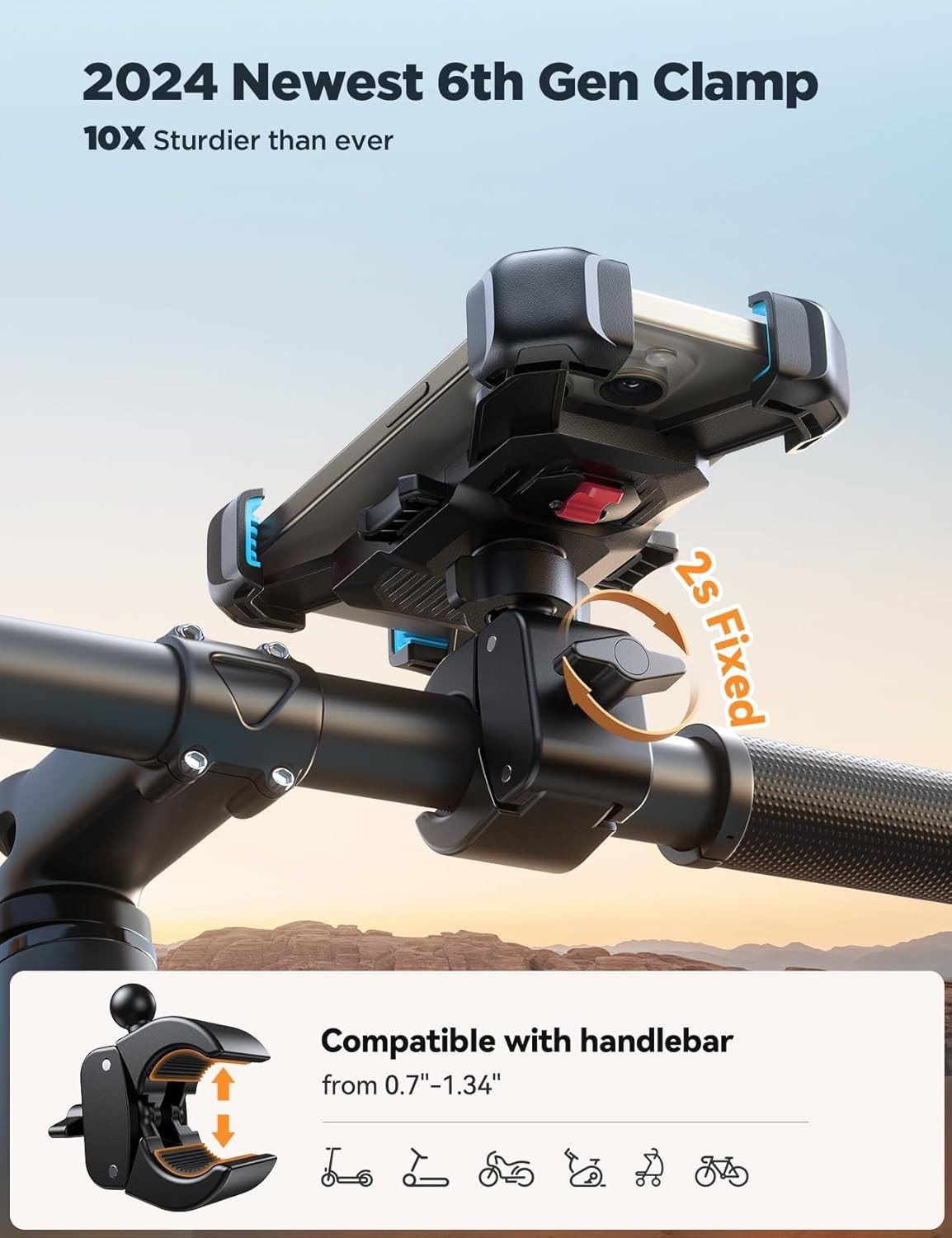 Motorcycle Bike Handlebar Mount Holder Bicycle For iPhone Samsung Cell Phone GPS