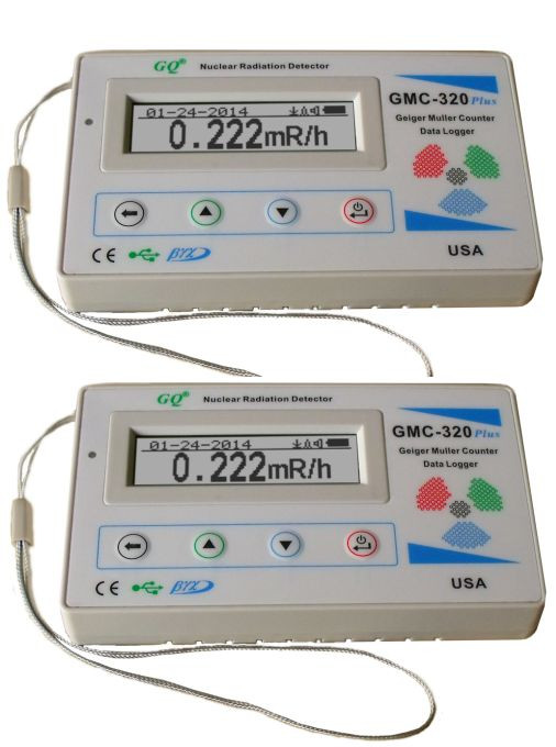 TWO GQ GMC-320+V4 Geiger Counter Radiation Detector Meter Beta Gamma X ray