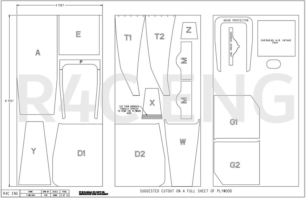 Formula 1 Plan (Sim Racing Cockpit Plan) in PDF format and hard copy
