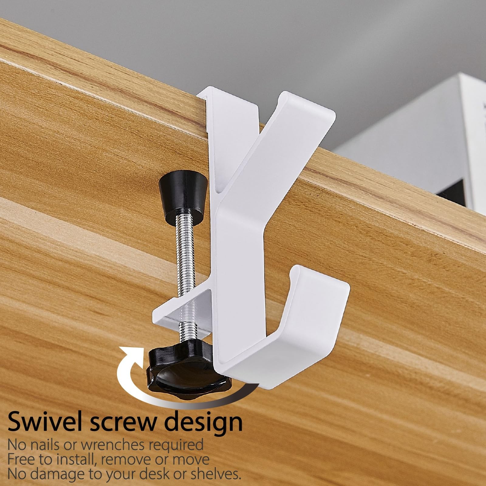 Ctgsas Adjustable Hook for L Shaped Gaming Desk, Under Onesize, White