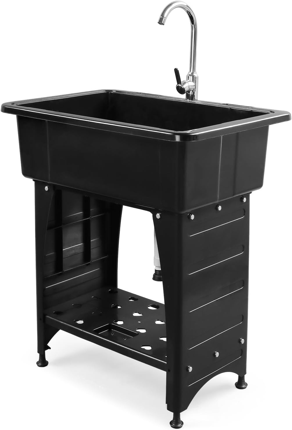 Freestanding Utility Sink with Stainless Steel Faucet, Drain, Storage Shelf NEW