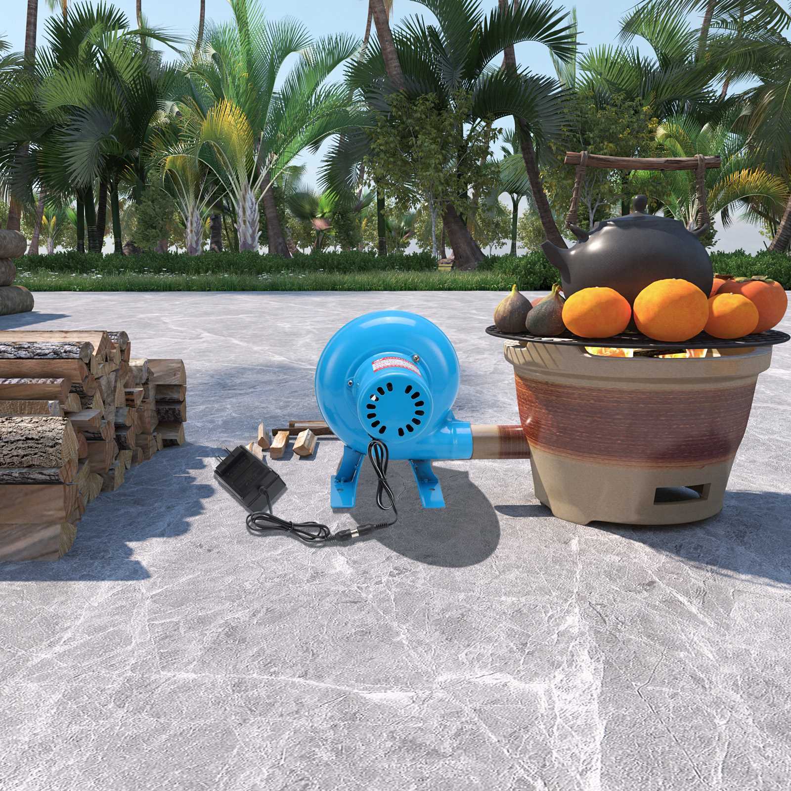 80W Combustion Blower Home Stove Fire Electric Fan Adjustable Speed 110V for BBQ