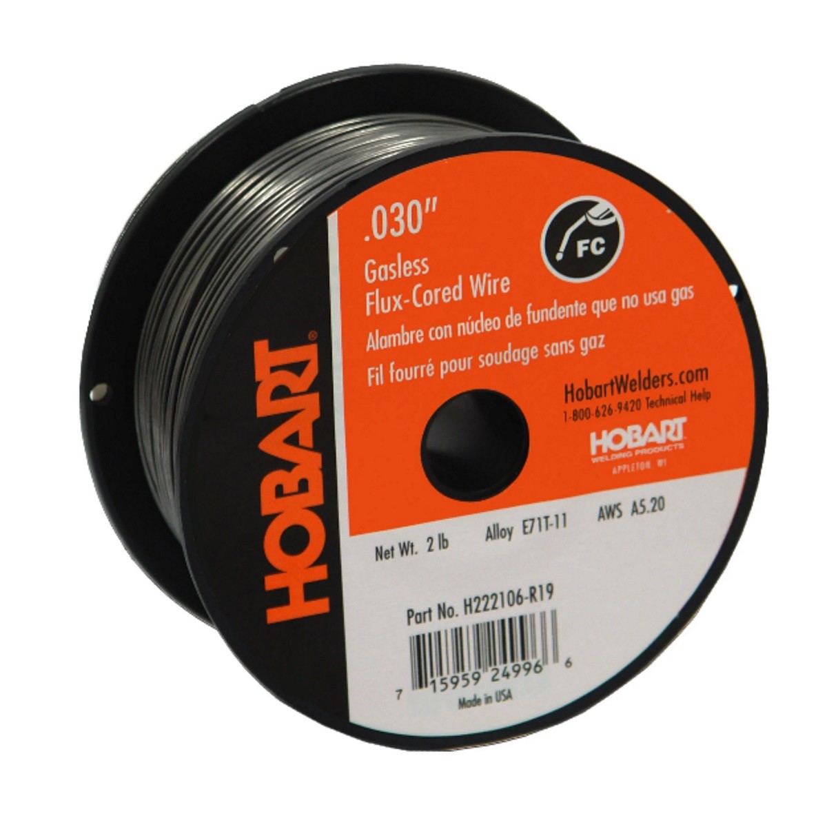 Hobart Fabshield 21B .030 x 2lb Flux Cored Wire (E71GTS030X2)