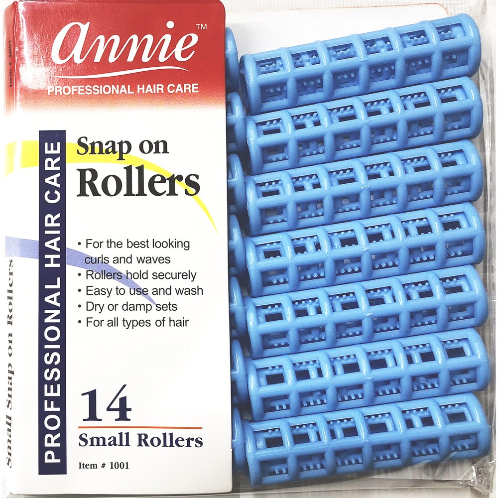 ANNIE SNAP ON ROLLERS #1001, 14 COUNT BLUE SMALL 5/8"