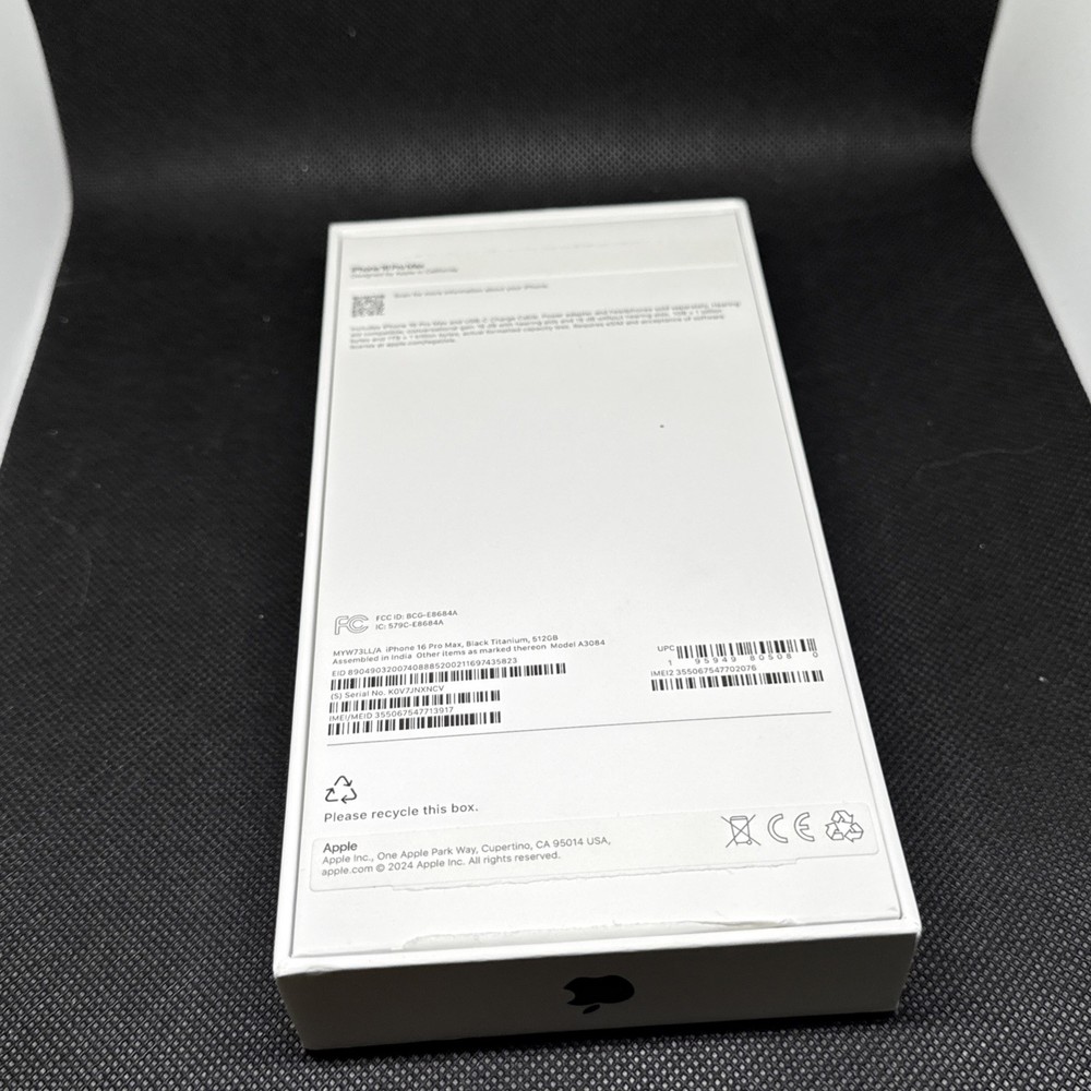Original Apple Empty Box for iPhone 16 Pro Max, Black Titanium