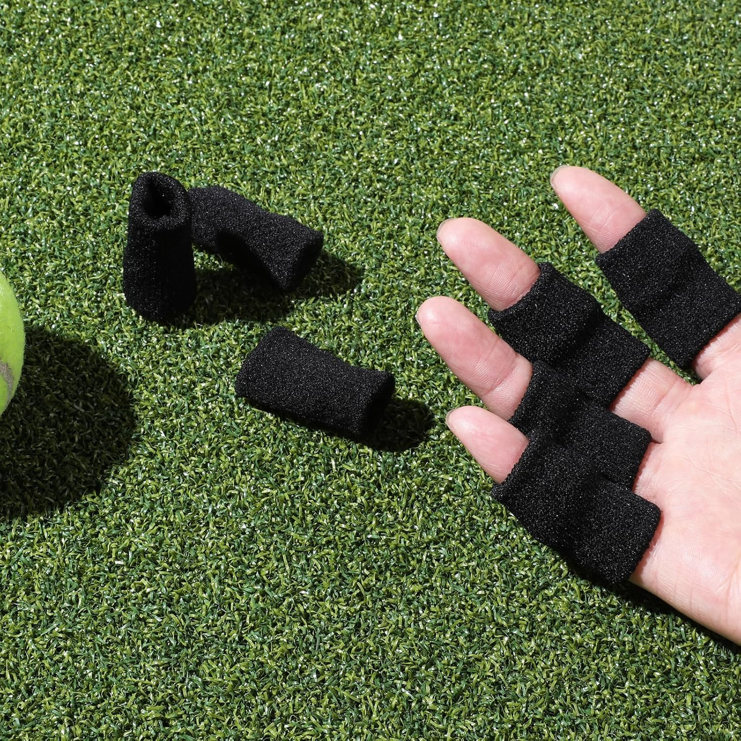 10-Pack Black Finger Sleeves for Sports, Compression Support & Protection
