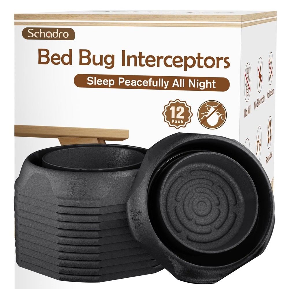 Bed Bug Interceptors, 12 Pack Bed Bug Traps, Insect Detector for Bed, Sofa & All