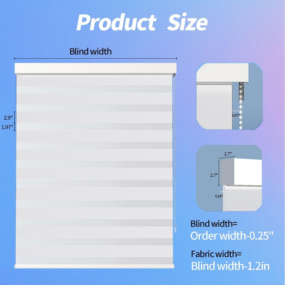 Zebra Blinds for Window Light Filtering Dual Layer Roller Shades Light Contro...