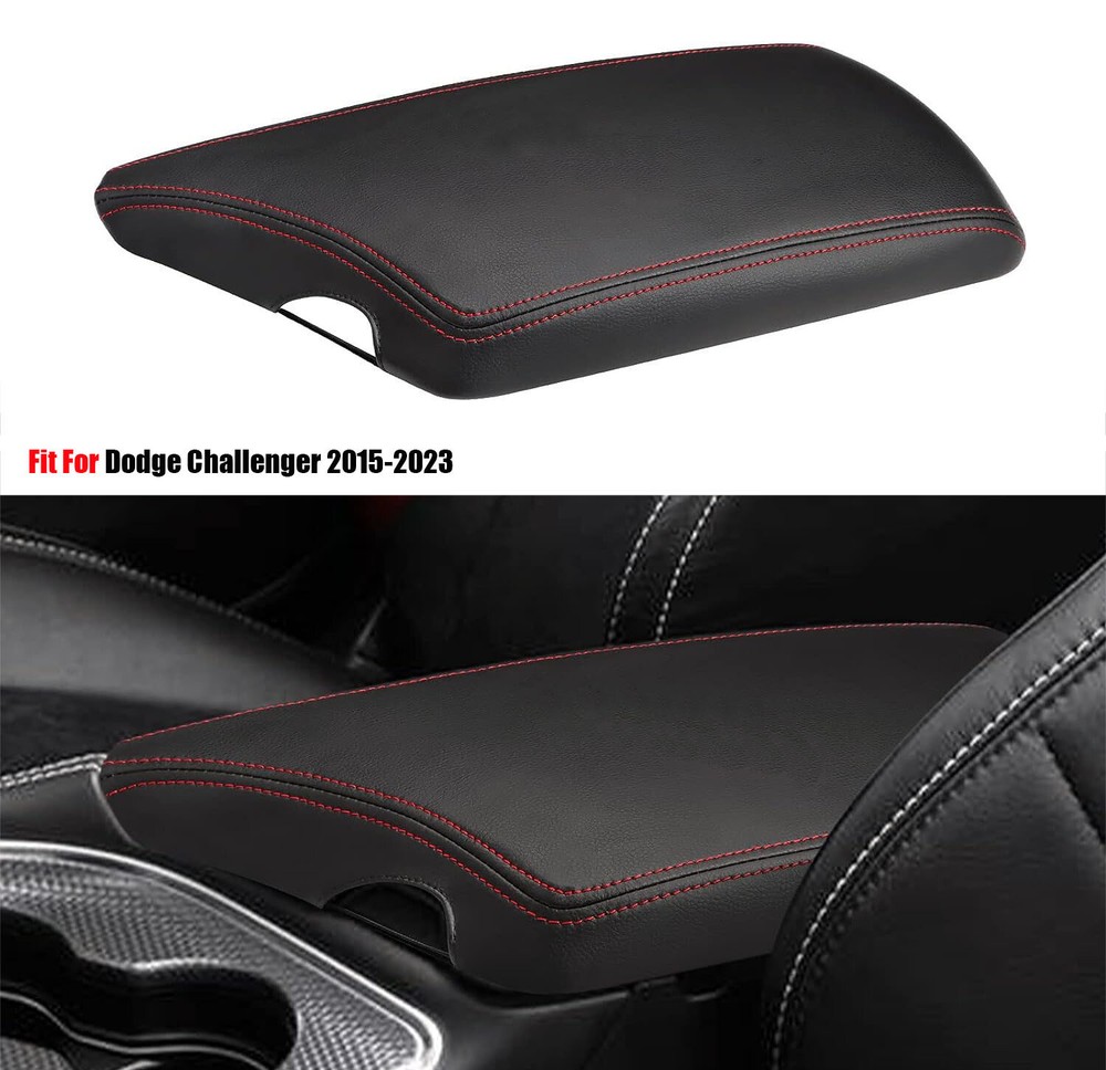 Center Console Armrest Cover PU Leather For 2015-2023 Dodge Challenger Protector