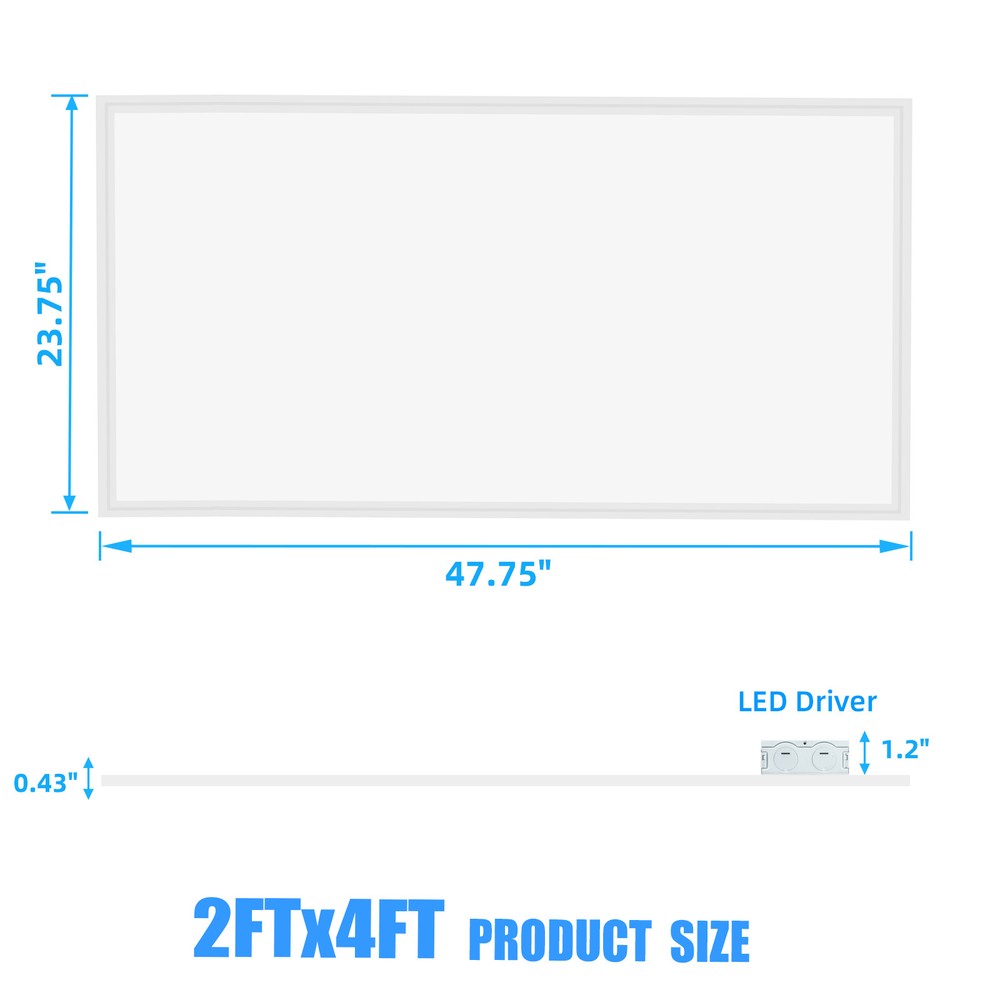 LED Panel Light 75W 2x4ft Office Drop Ceiling Light Dimmable 0-10v 5000k Bright