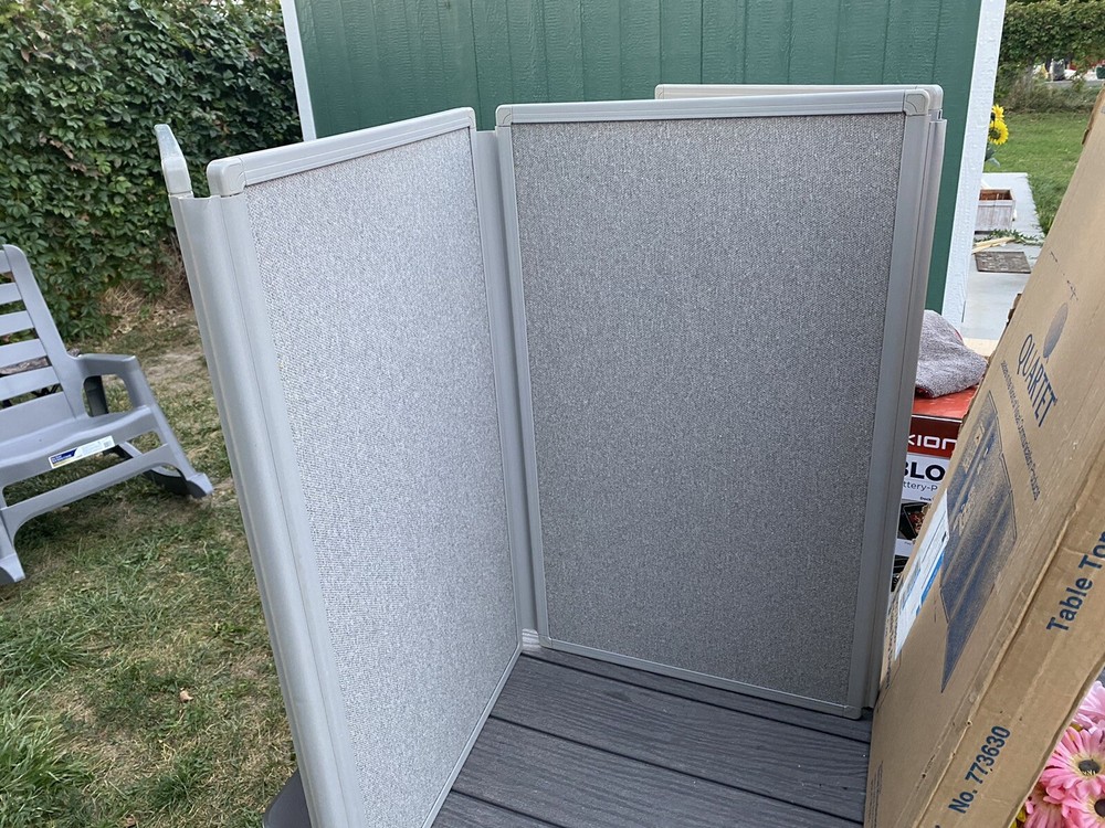 Quartet Tabletop Display Board, 72" x 30", 4 Panels, Double-sided, Gray
