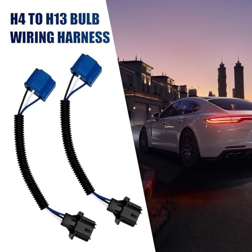 2 PCS H4 to H13 Wire Harness Adapter, Waterproof Headlight Conversion Cable