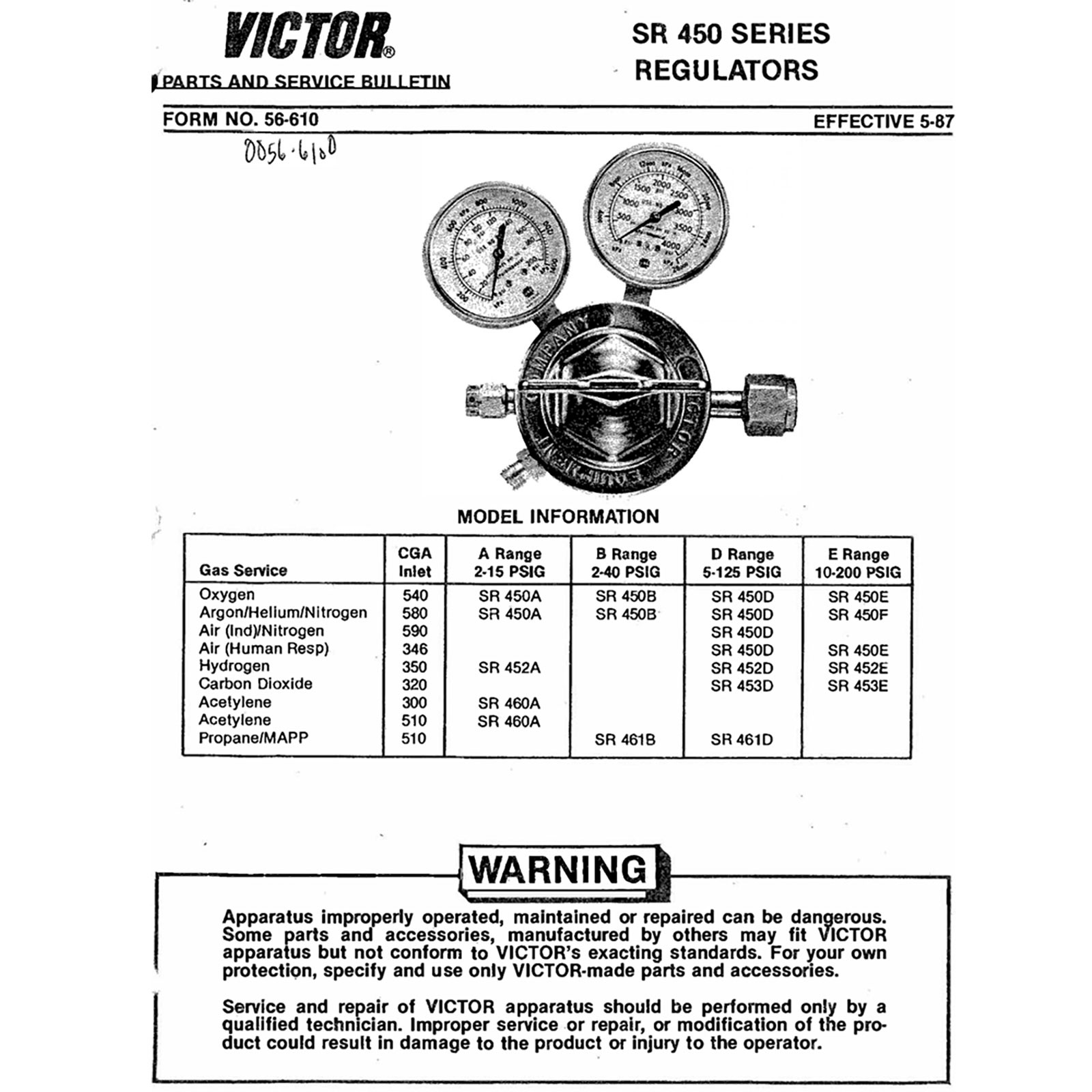 For Victor SR450 Repair Kit Oxygen Regulator Rebuild Parts 0790-0102 SR450D
