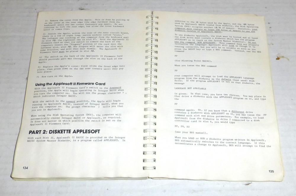 Vintage The Applesoft Tutorial by Apple Computer Spiral Bound Book PLEASE READ