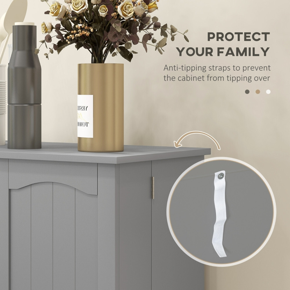 Simple Triamine Adjustable Shelves Sideboard With Door Cabinet Gray