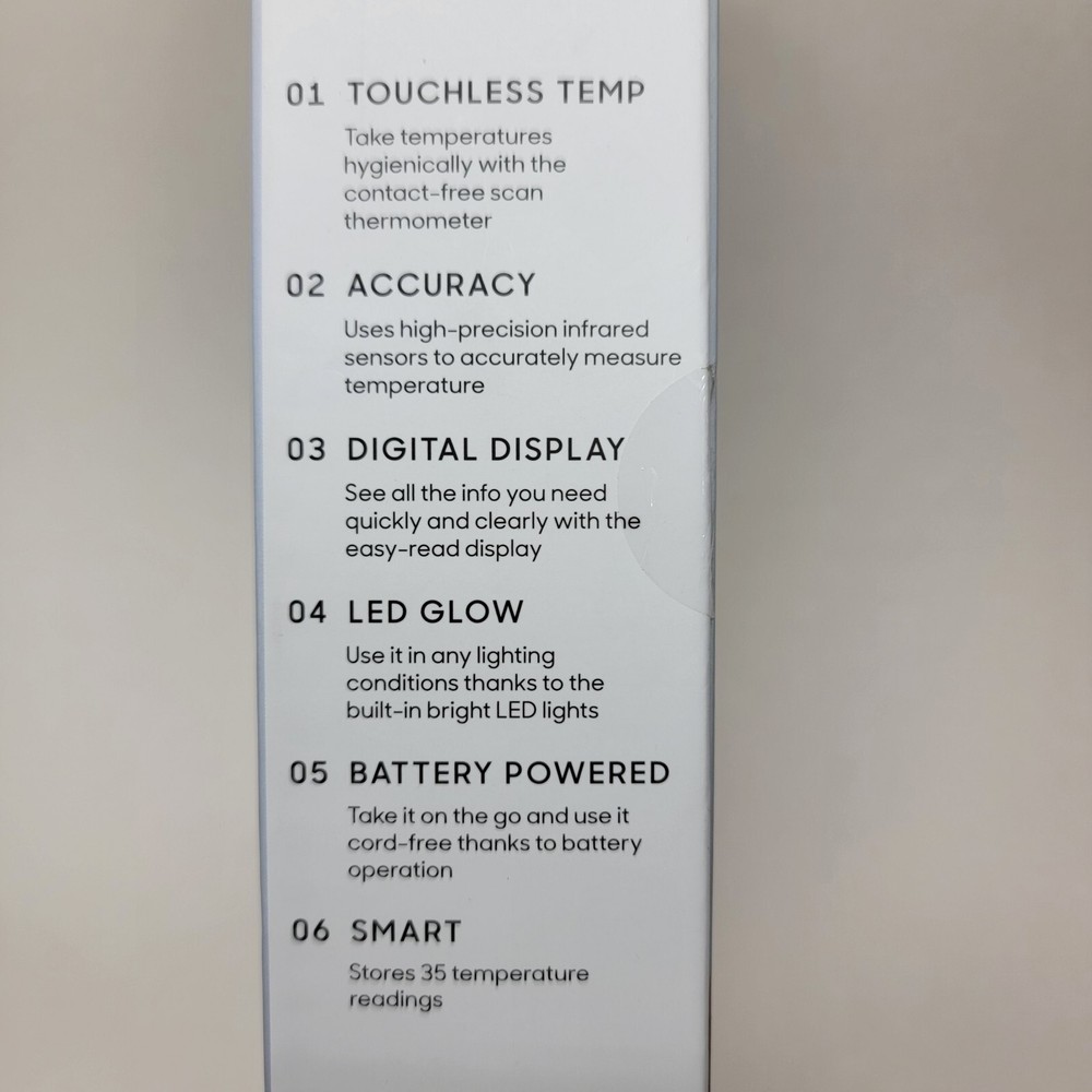 Sharper Image High Precision Touchless Thermometer - White - Digital Display NEW