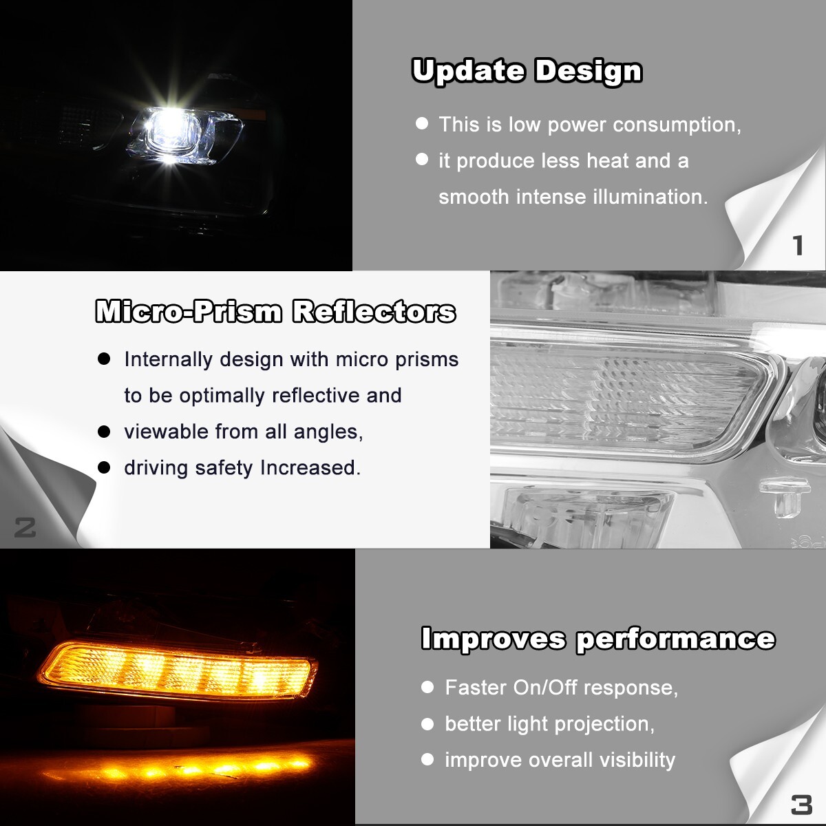 PAIRS Fog Lights For 2018-2022 Ford Mustang LED DRL 18-22 Sequential Turn Signal