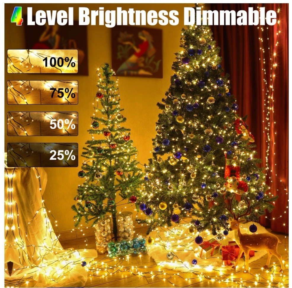 Solar Christmas Lights Outdoor 105Ft 300 LED 8 Modes TimerFunctionRemote Control