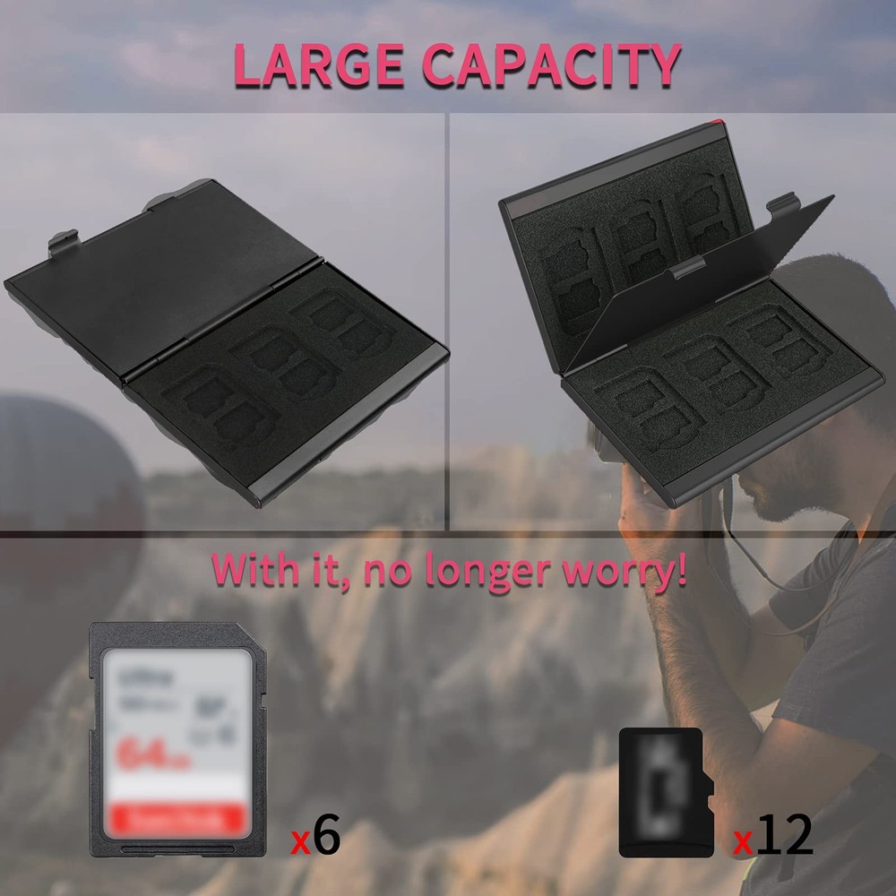 SD , SD Card Case,CF Memory Case Aluminum Alloy Hard Shell, Double-Layer Capa...