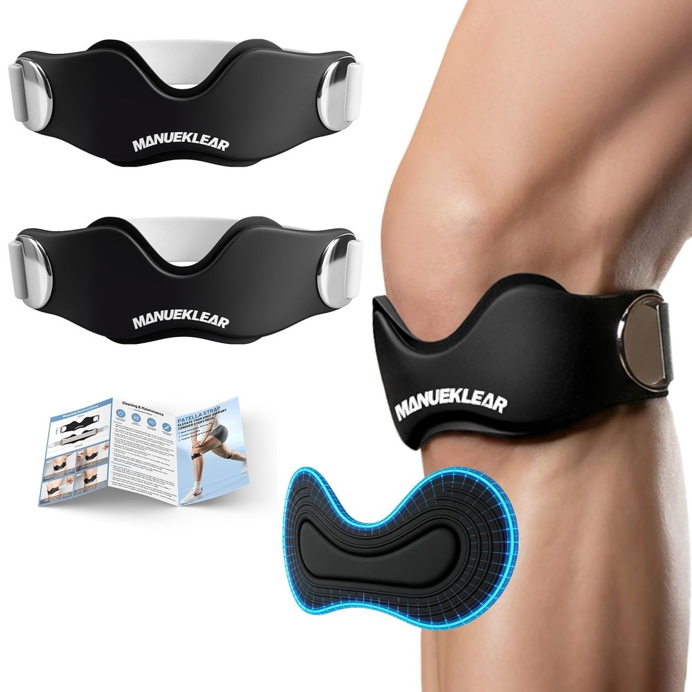 MANUEKLEAR V-Shaped Patella Bands, Adjustable Flex Wrap Patellar Tendon Suppo...