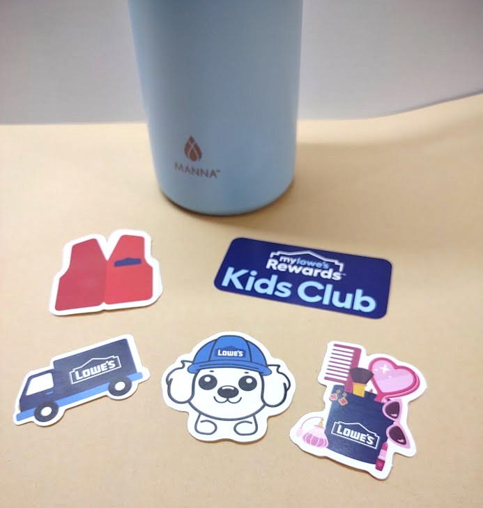 Lowe's Rewards Exclusive Manna 18 Oz Astor Water Bottle W/Pink Sticker Set NEW!!