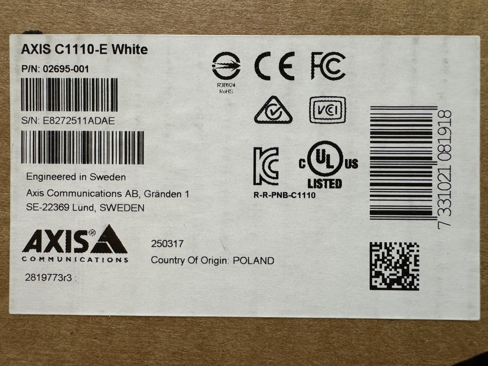 Axis C1110-E Network Speaker 02695-001-E White PoE IP55 PA System IP ⭐NEW⭐