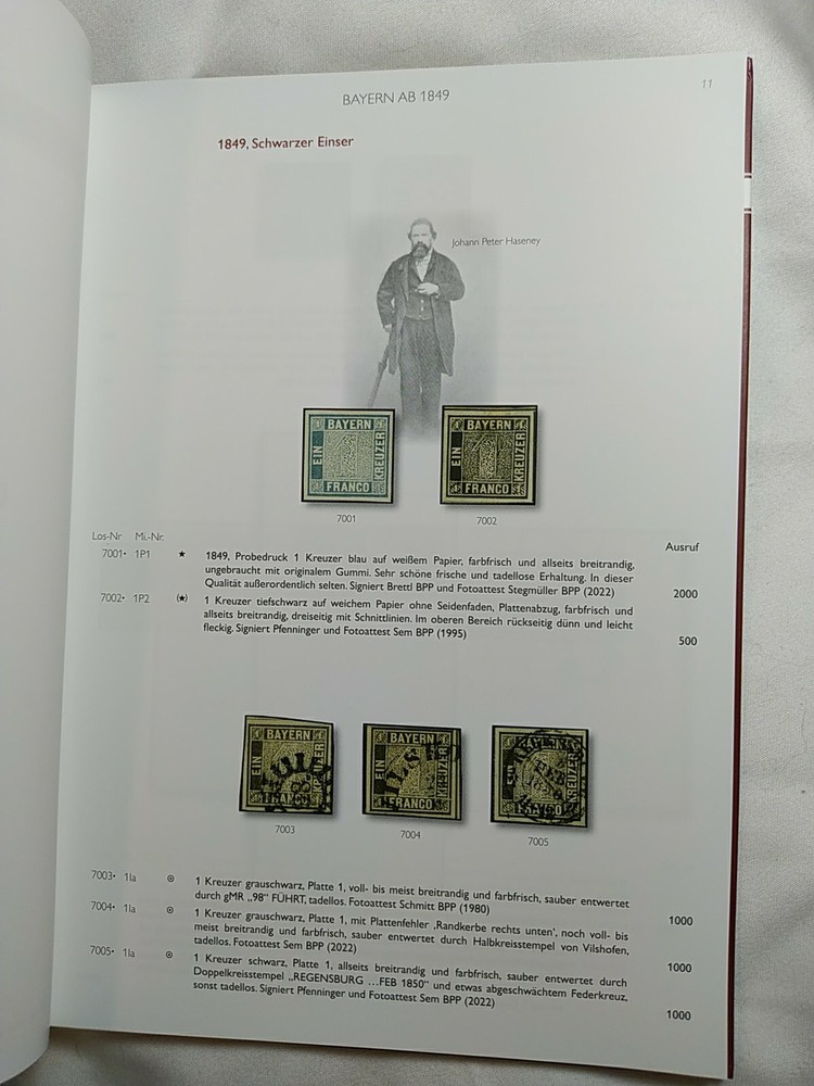 GERMAN POSTAL STAMP CATALOG BAVARIA FROM 1849 GUSTAV STRUNK COLLECTION PART IV
