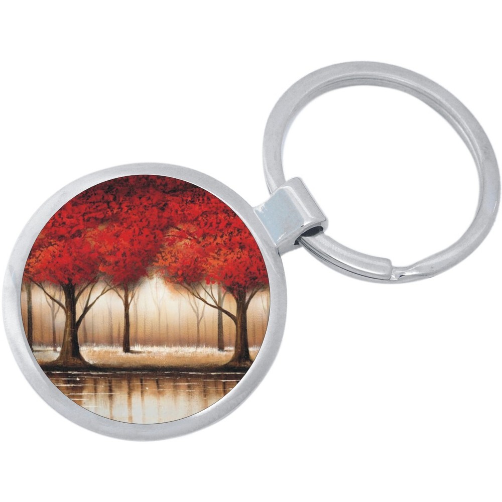 Red Trees Keychain - Includes 1.25 Inch Loop for Keys or Backpack