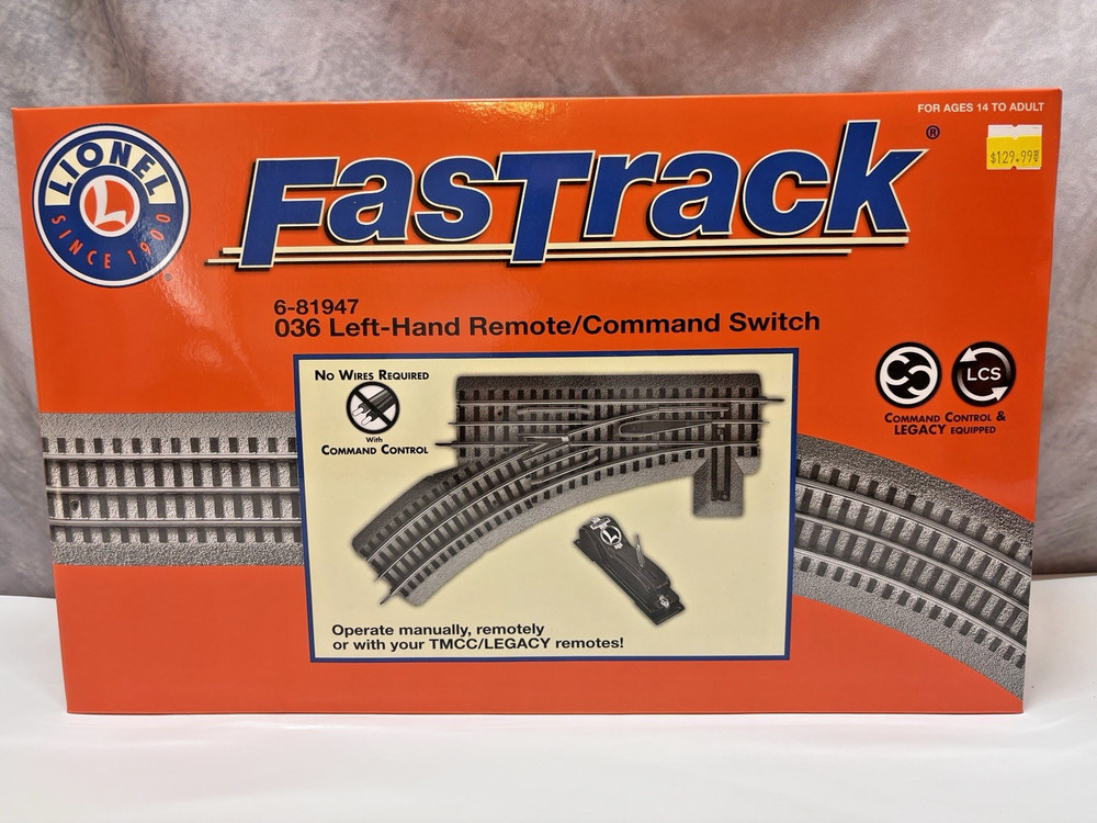 Lionel FasTrack O36 Remote/Command Switch - Left Hand   NEW  BX-12