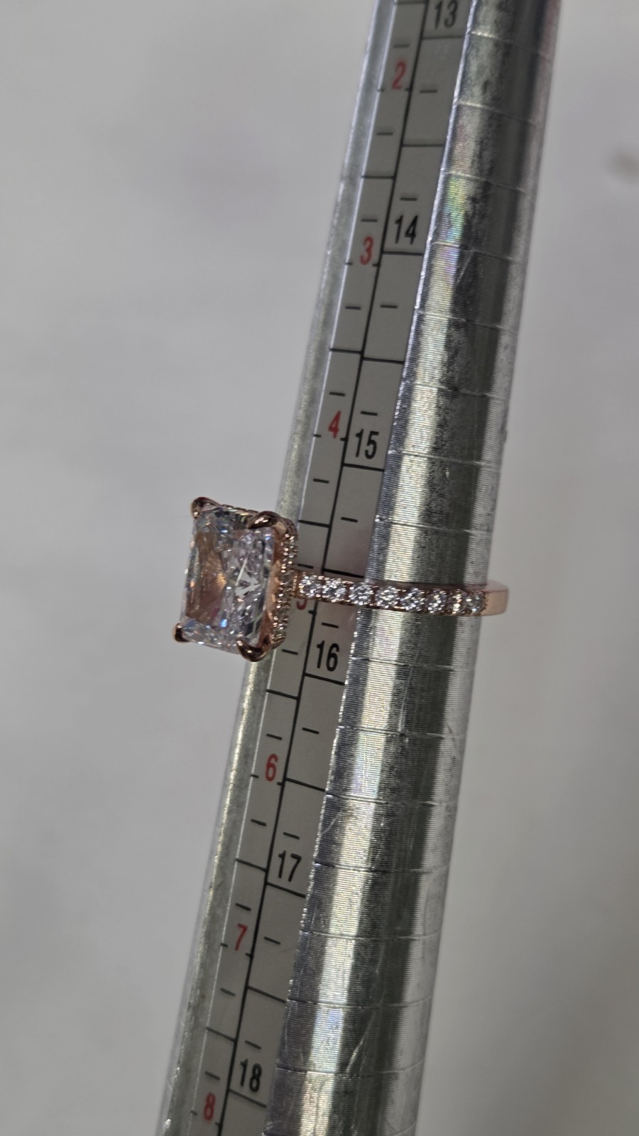 14K Rose Gold-Plated, SS925, Radiant Cut Moissanite Engagement Ring (1546)