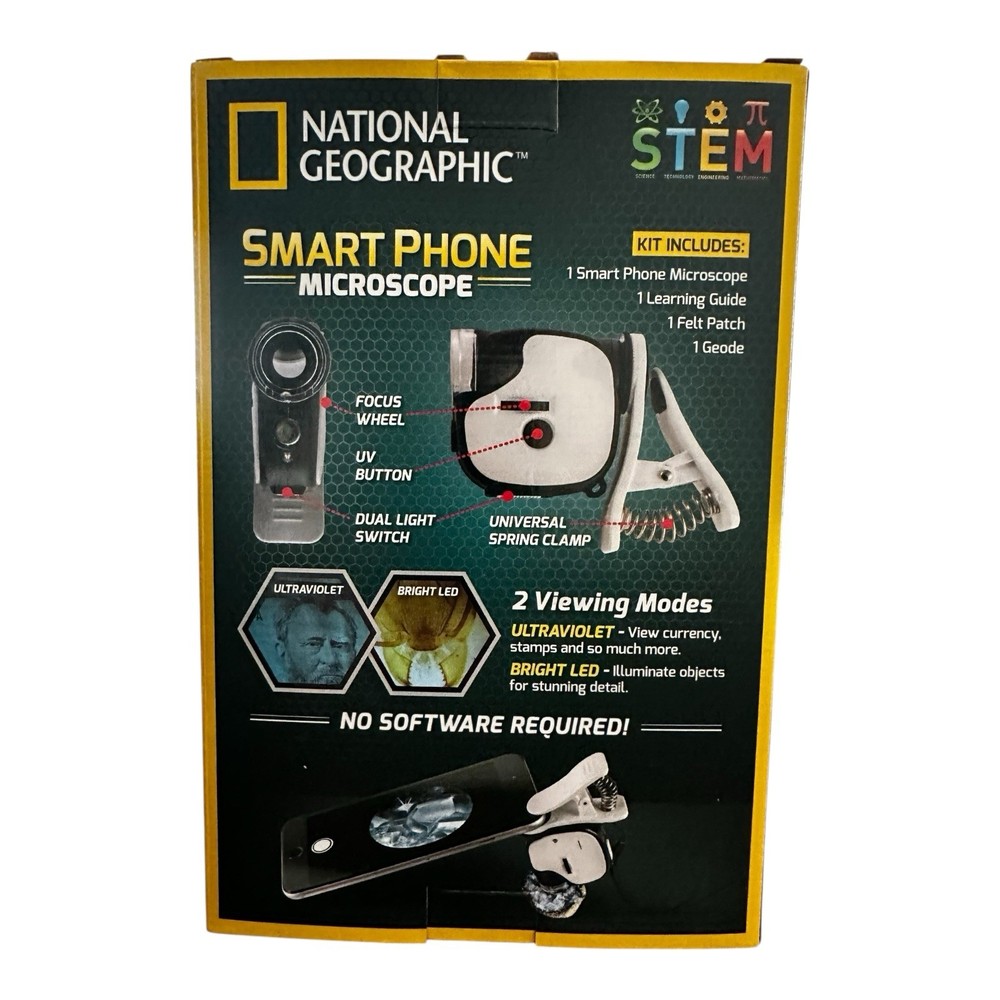 National Geographic Smart Phone Microscope New Open Box Complete STEM