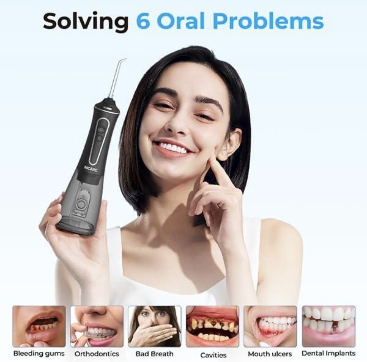 Cordless Rechargeable Water Dental Flosser Oral Irrigator with 5 Modes & 5 Tips