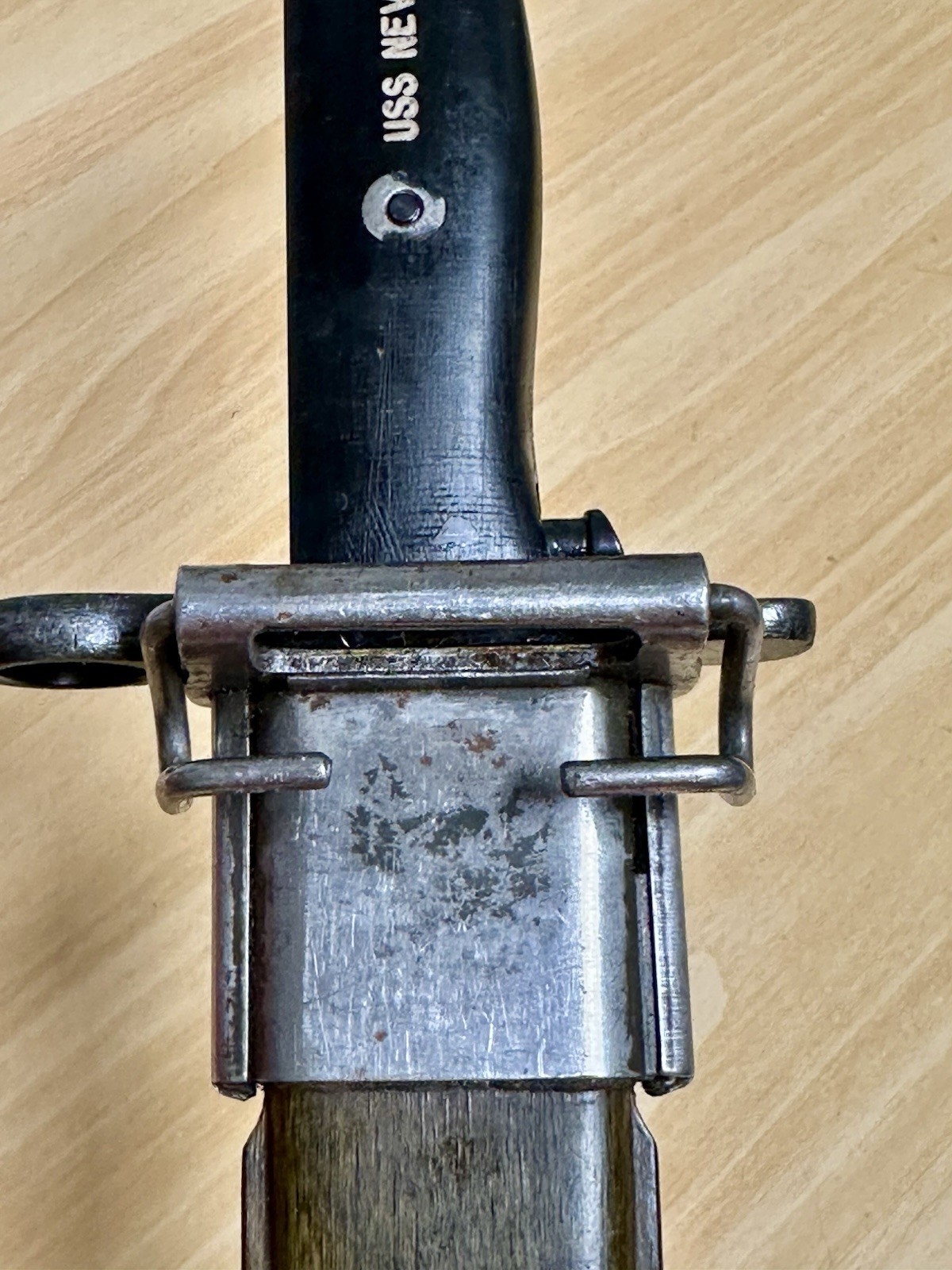 WWI US M1905-E1 10” Bayonet RIA 1910 Rock Island Armory Marked USS Nevada BB 36