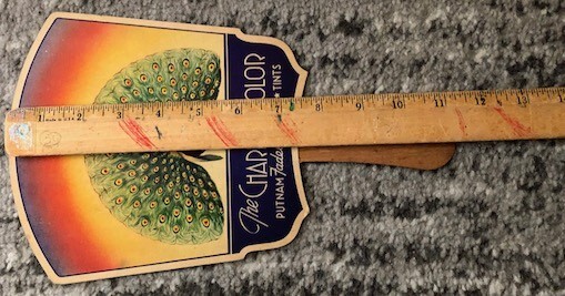 Advertising Hand Fan Putnam Dyes & Tints Peacock Promo 1930s Drugstore Rainbow