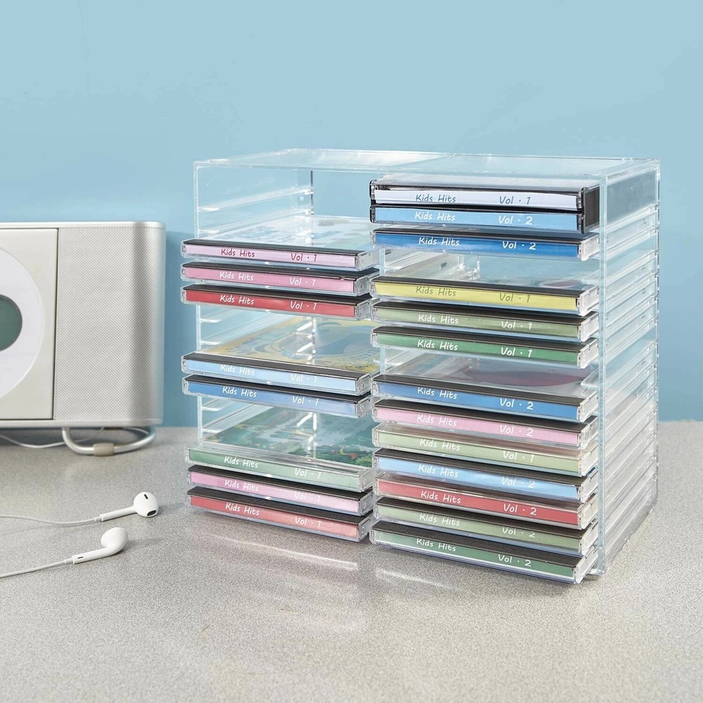 STORi Stackable Clear Plastic CD Holder - Holds 30 Standard CD Jewel Cases