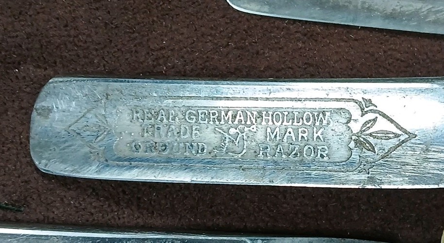 5 Antique Straight Razors With Sharpening Stone