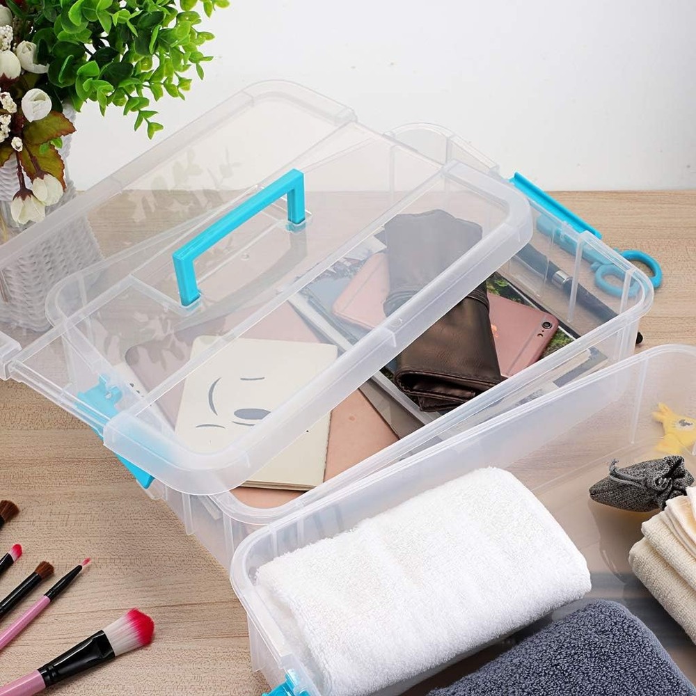 2 Layer Stack & Carry Box Plastic Multipurpose Portable Storage Container Box