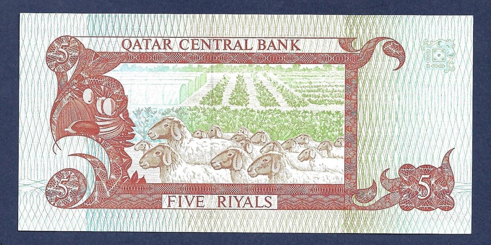 (DN) Qatar 5 Riyal 1996 P-15b UNC