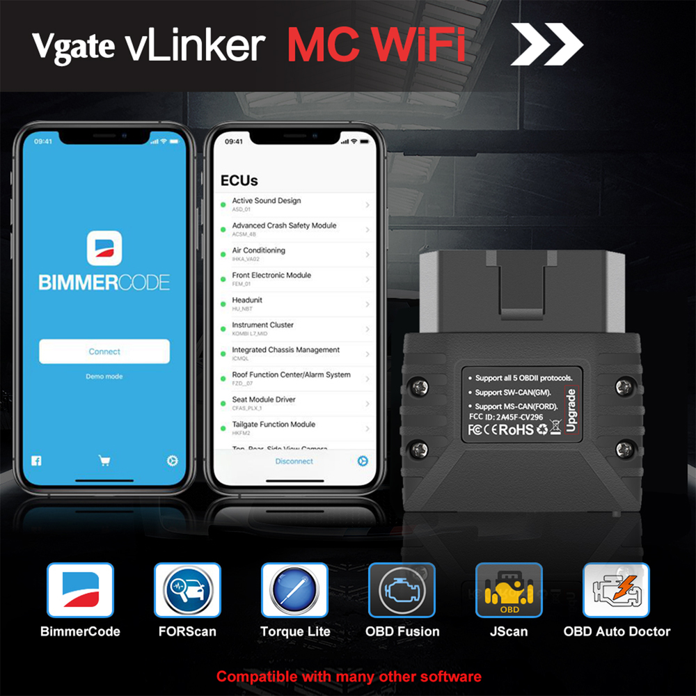 Vgate vLinker MC WiFi ELM327 Car OBD2 Scanner Diagnostic Code Readers Android