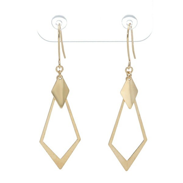 K10 Gold Drop Dangle Hook Earrings (Pair)