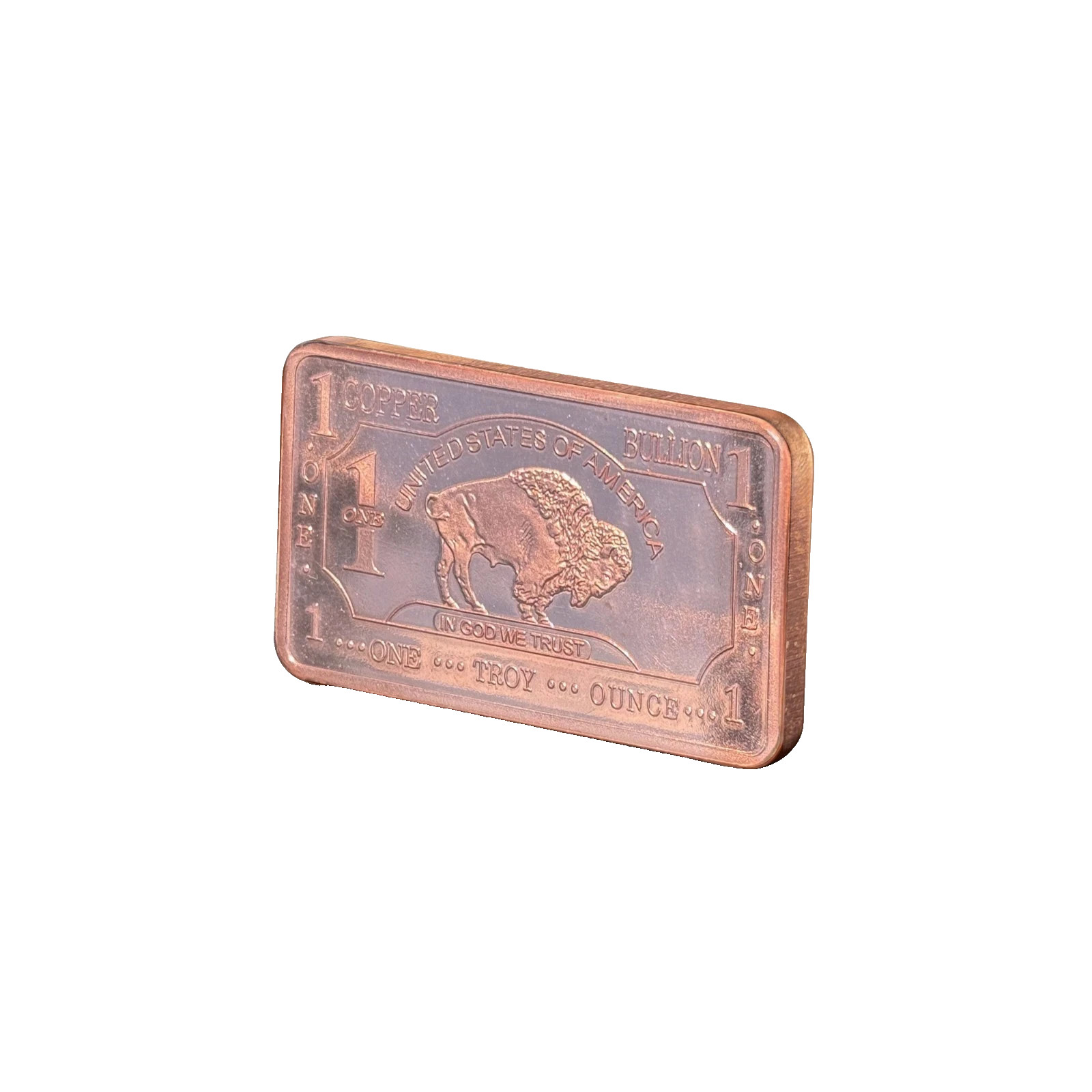 1 Troy oz .999 Copper Bullion Bar American Buffalo Pure Fine Solid Metal Ingot